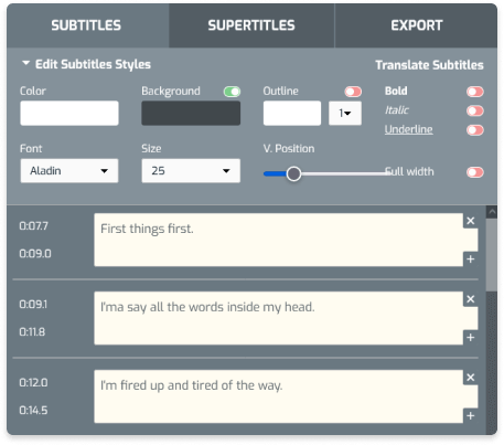 Edit and translate audio files using Subtitlebee