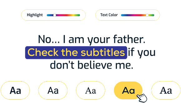 Style translated captions fonts