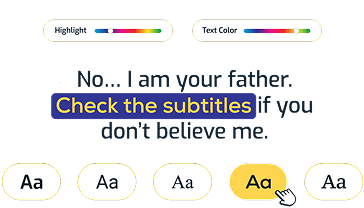 Style translated captions fonts