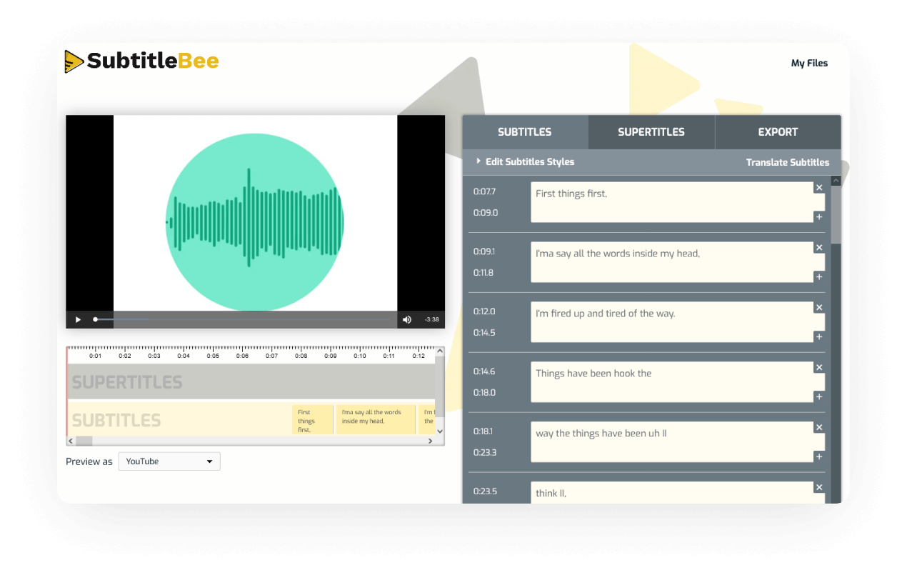 Transcribe your audio files with Subtitlebee