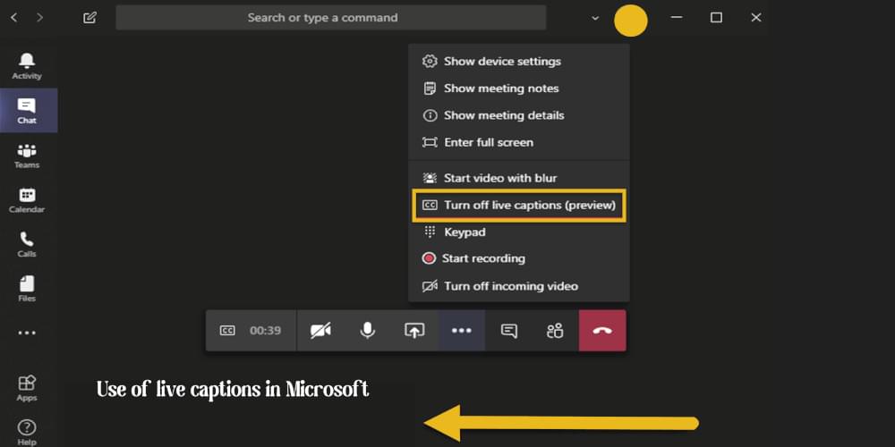 Turn off live captions