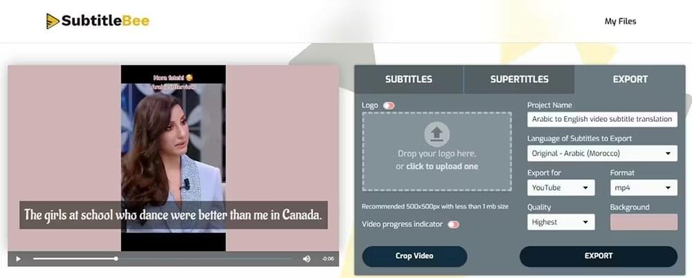 Export Arabic to English Subtitles