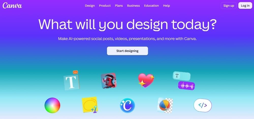 Canva Website Interface