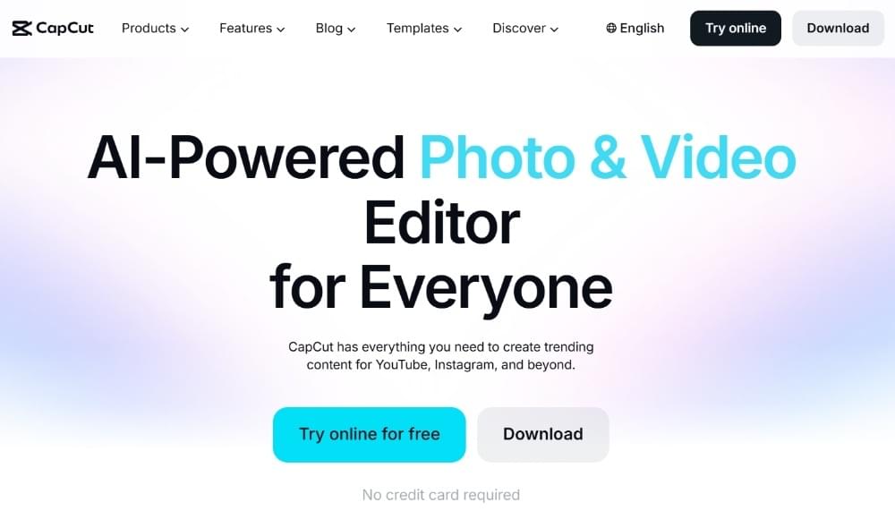 CapCut AI Website Interface