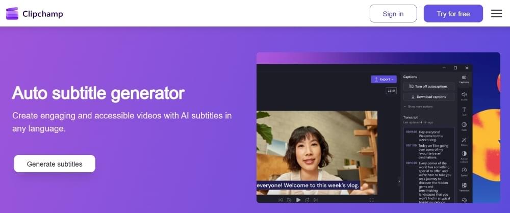 Clipchamp Website Interface
