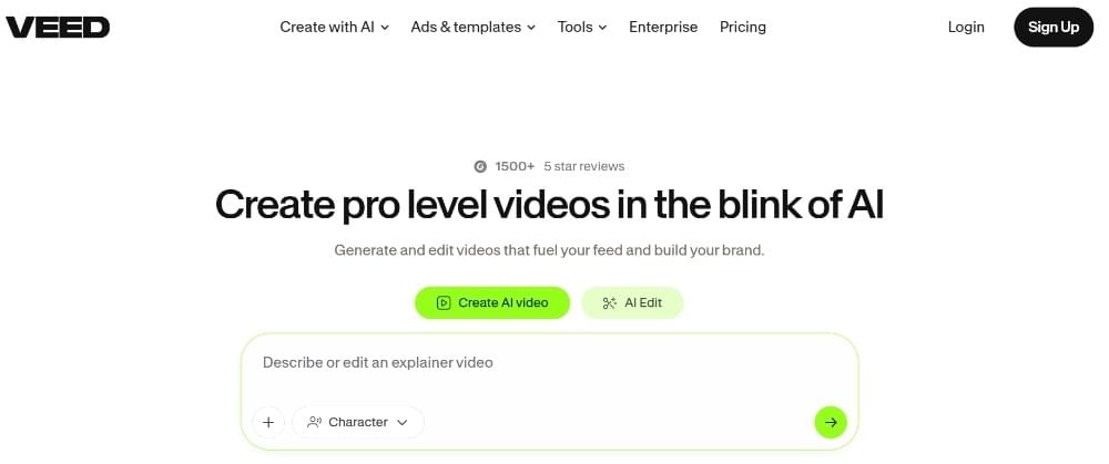 VEED AI Website Interface