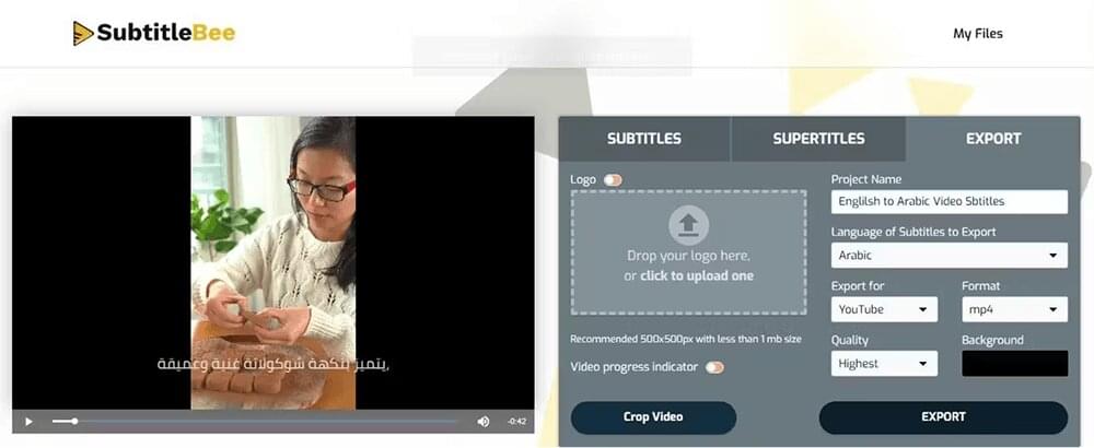 Export Arabic or English Video Subtitles