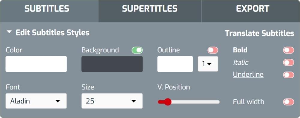 Edit Subtitles Options Edit Subtitles Options