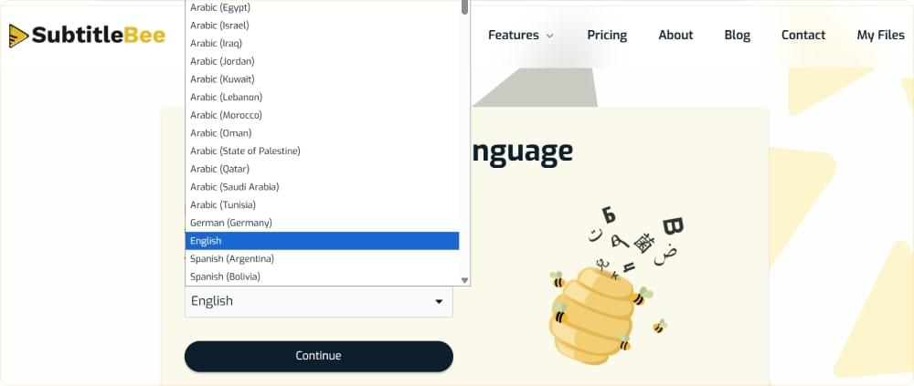 Choose the media language before generating captions Choose the media language before generating captions