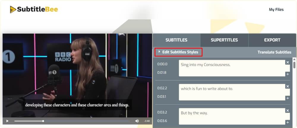 Click on Edit Subtitles Styles Click on Edit Subtitles Styles