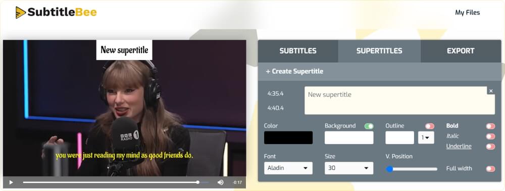 Click on Supertitles Click on Supertitles