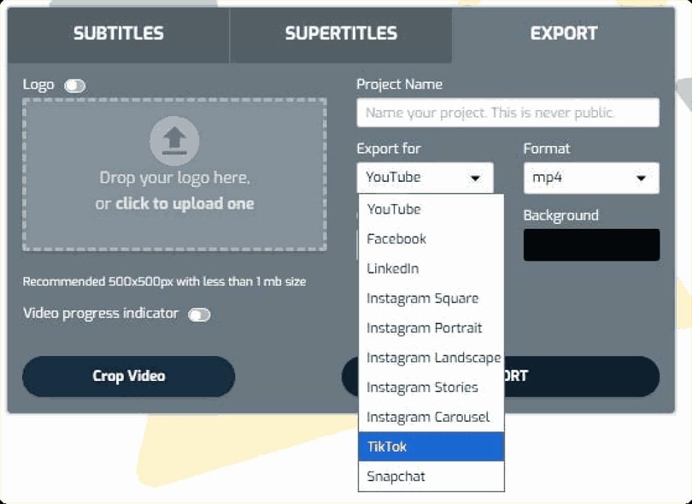 Export Options Export Options