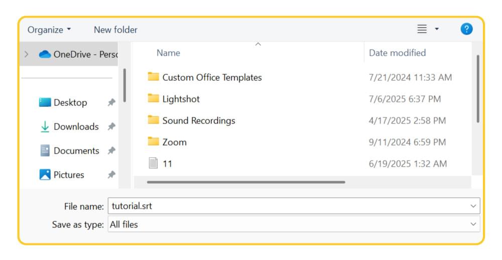 Create and Save SRT File
