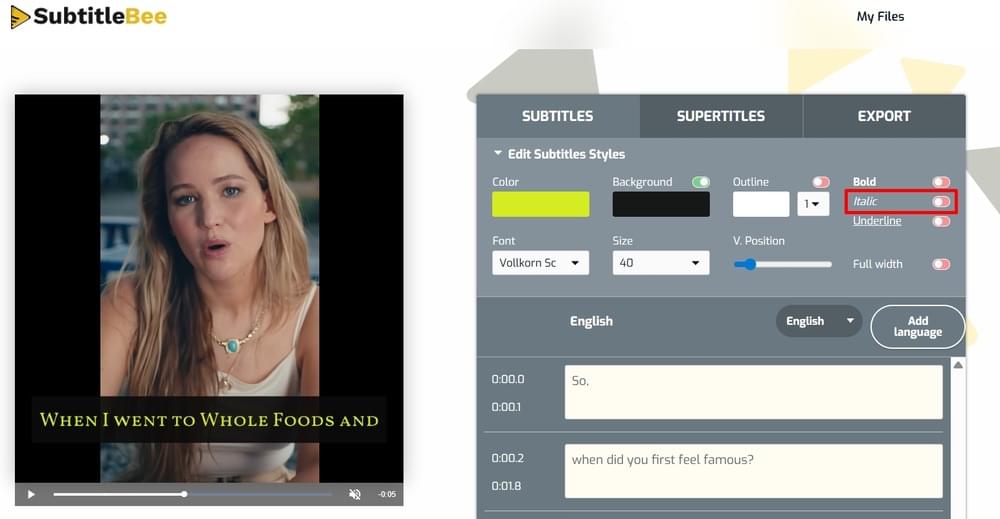 Italicize Instagram Captions