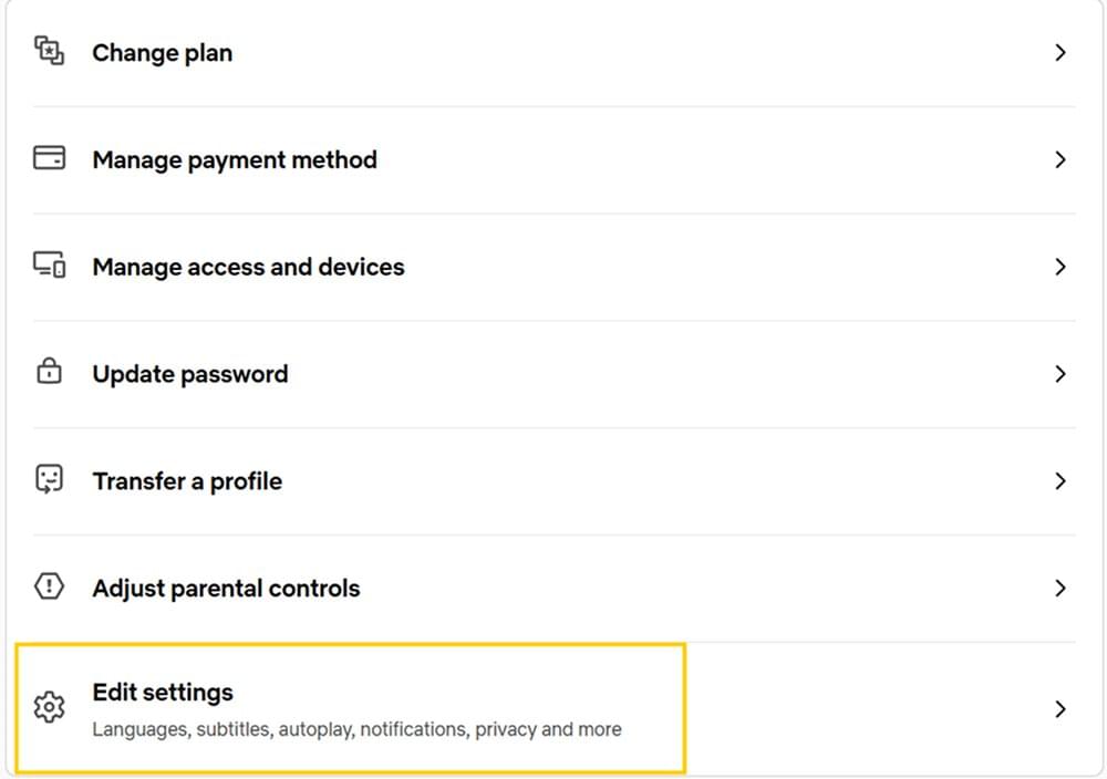 Open Netflix Account Settings