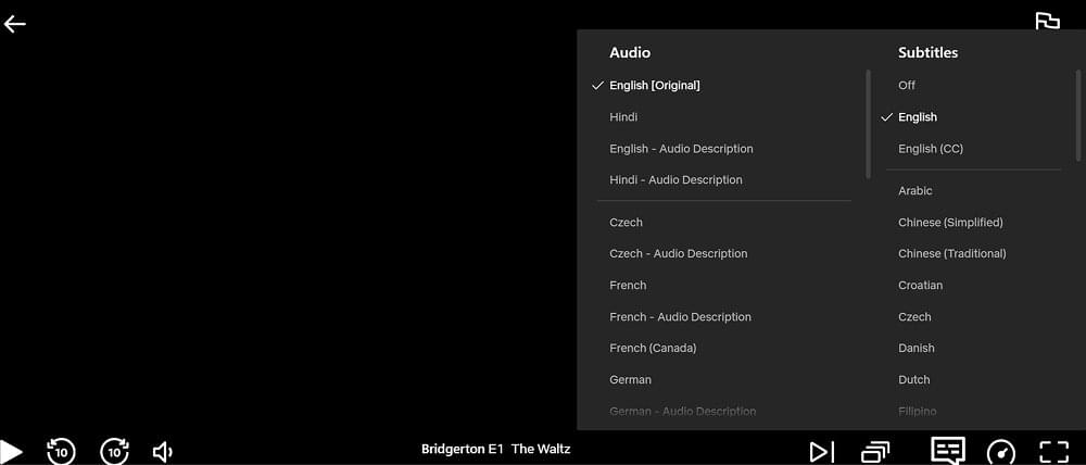 Open Netflix Subtitle Settings