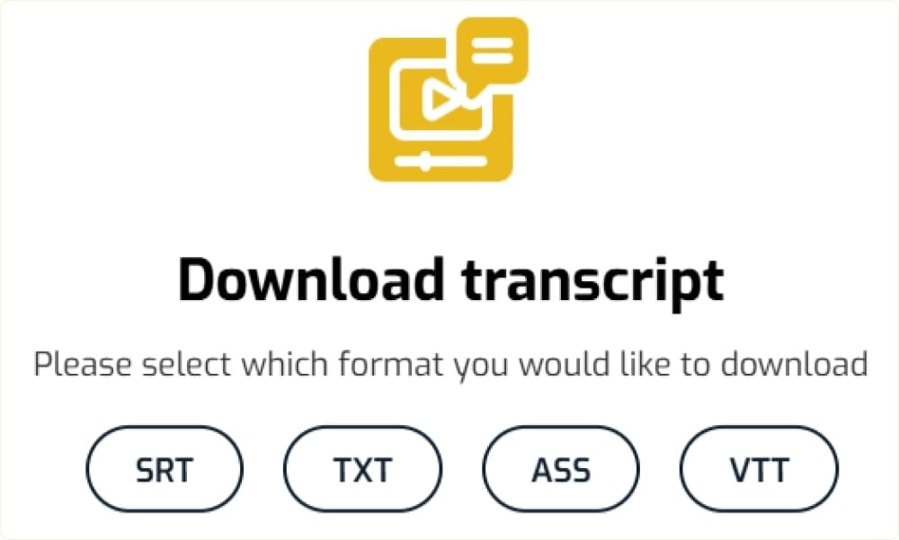 Downloading an Instagram video transcript as a TXT or SRT file