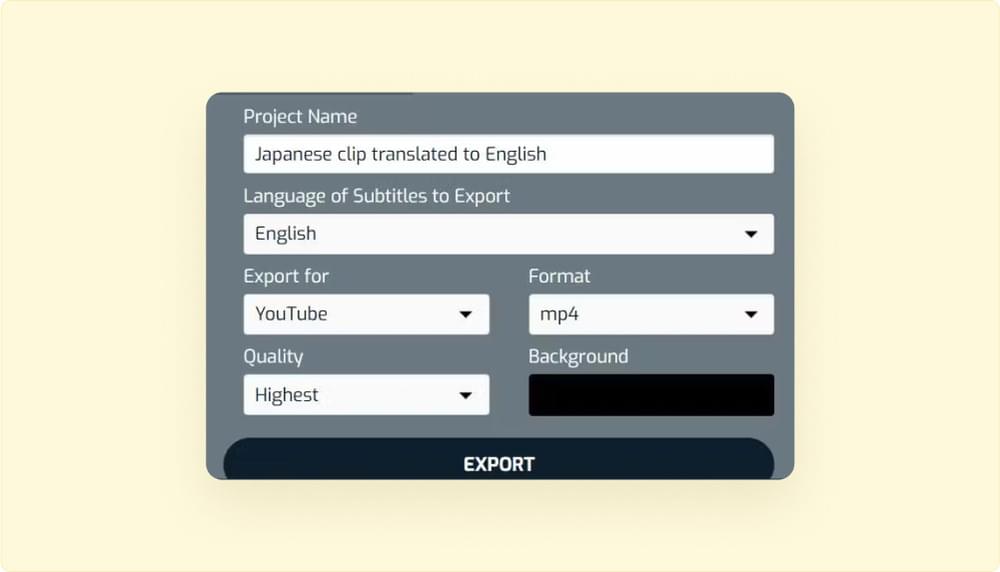 Export Settings