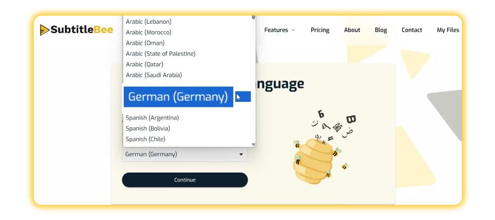 Choose German language