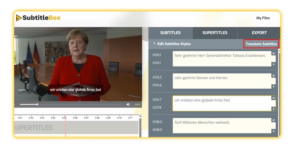 Choose Translate Subtitles