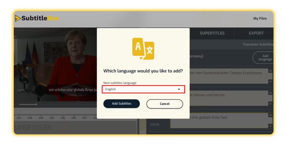 Choose English subtitle language