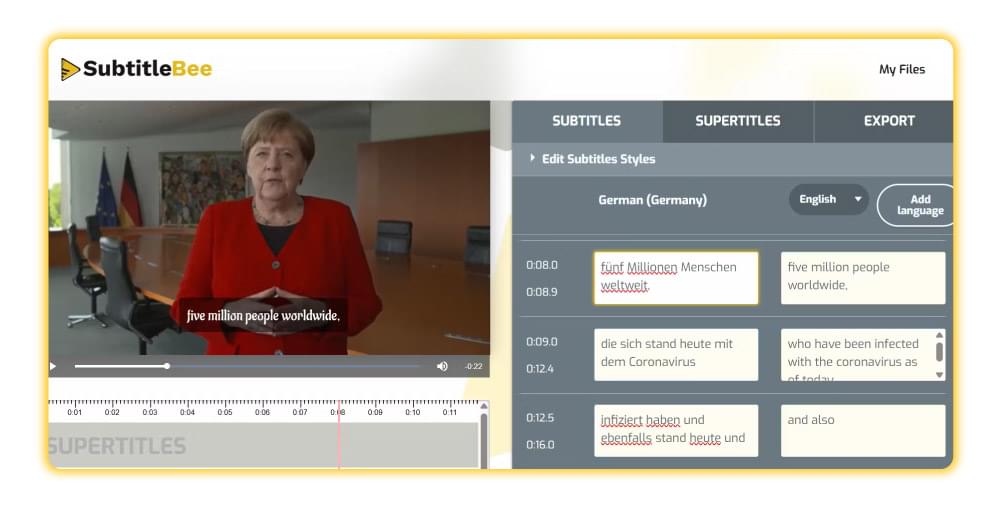 View and edit subtitles