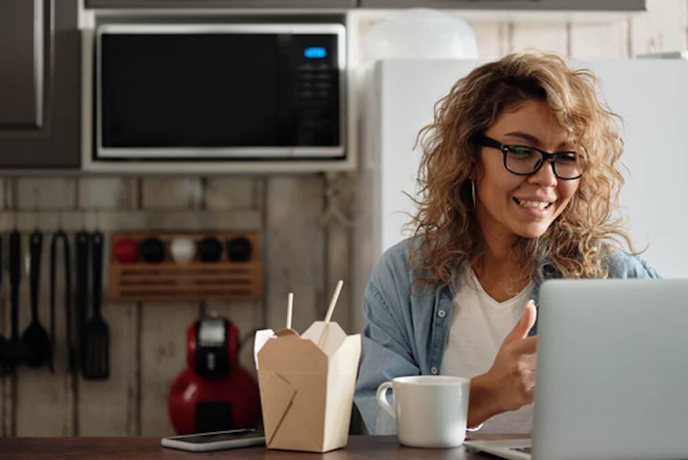 Woman on video call