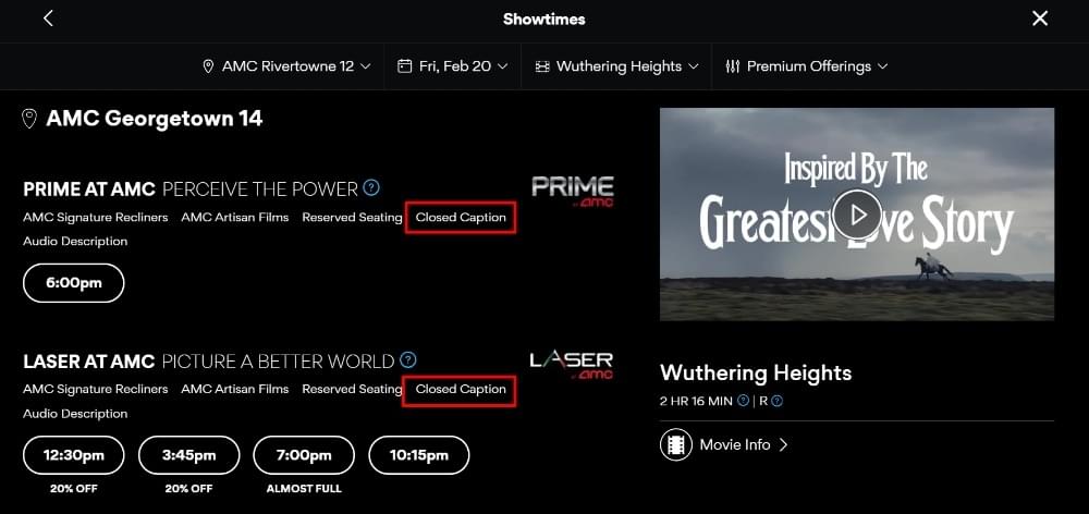 Closed Caption at AMC Movie Theater Closed Caption at AMC Movie Theater