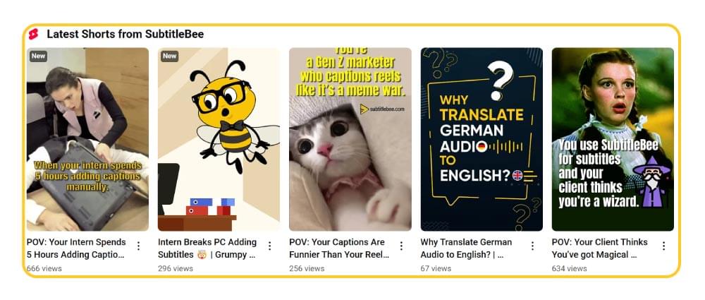 YouTube Shorts of SubtitleBee YouTube Shorts of SubtitleBee